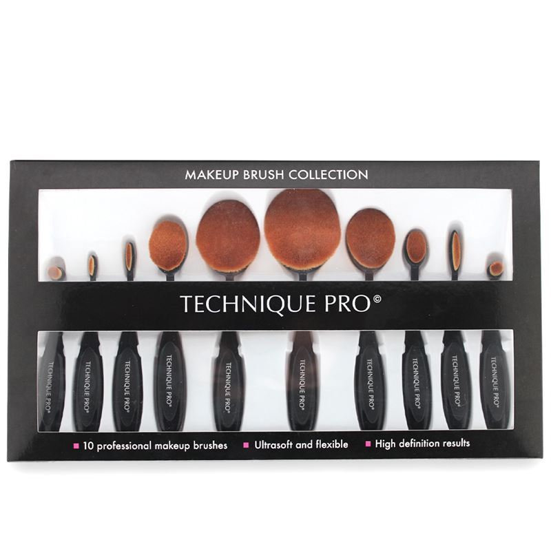 Sada štetcov Technique Pro, 10 oválnych štetcov na make-up