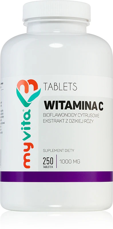 MyVita C vitamīns 1000 mg + bioflavonoīdi + mežrozīšu uztura bagātinātāja tabletes imunitātes stiprināšanai