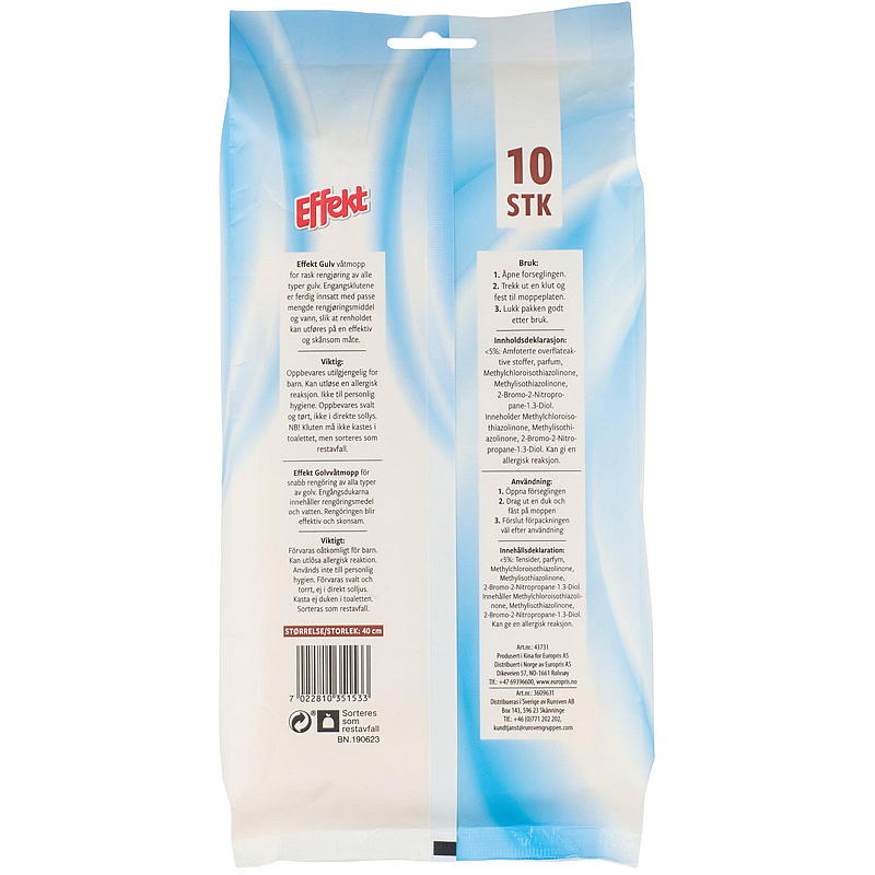 Efecto Fregona desechable 10 unidades. 40 cm Efecto