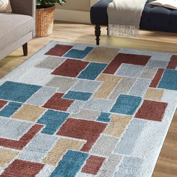 Alfombra contemporánea multicolor/beige de 160x240