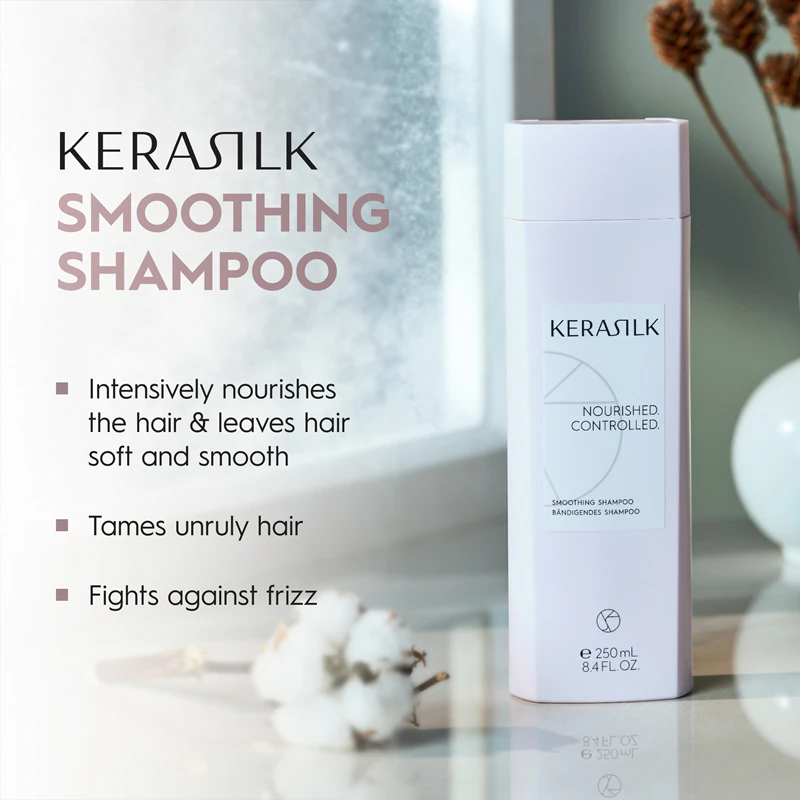 Kit de alisamento KERASILK Essentials para cabelos rebeldes e com frizz.
