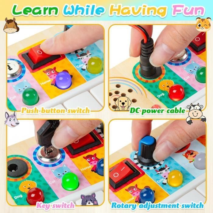 Teclado de piano infantil - Tablero de actividades Montessori - Luces LED multicolores - Juguete educativo - A partir de 3 años