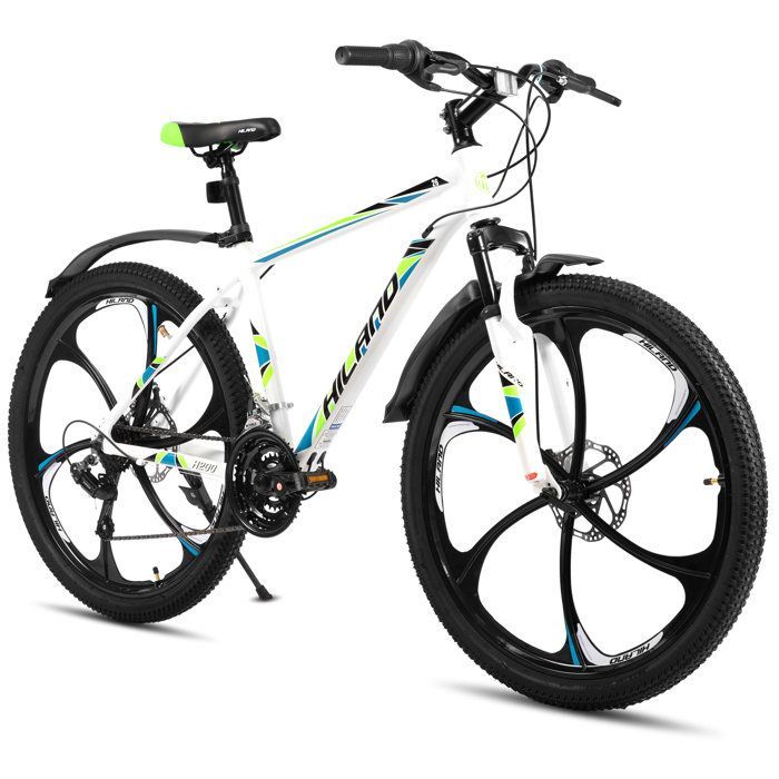 Hiland 26-inch adult mountain bike, 6 spokes, 18 speeds, with dual disc brakes, aluminum frame, for men and women