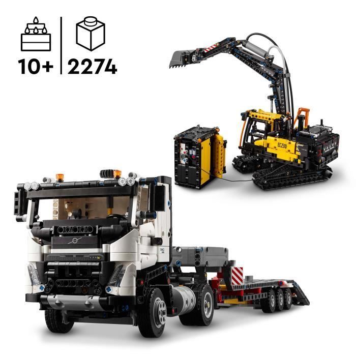 LEGO® Technic 42175 Camion Volvo FMX et Pelleteuse Électrique EC230 - Set de Véhicule