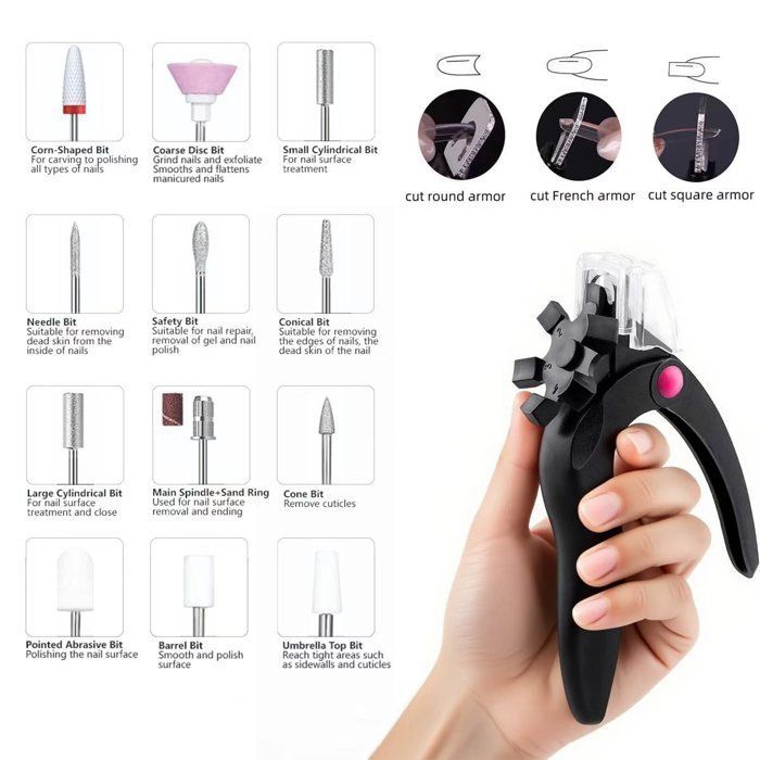 Professional Cordless Nail Drill - HYKJSIDE - 12-in-1 Electric Nail File - 30,000 RPM - Rechargeable Manicure Kit