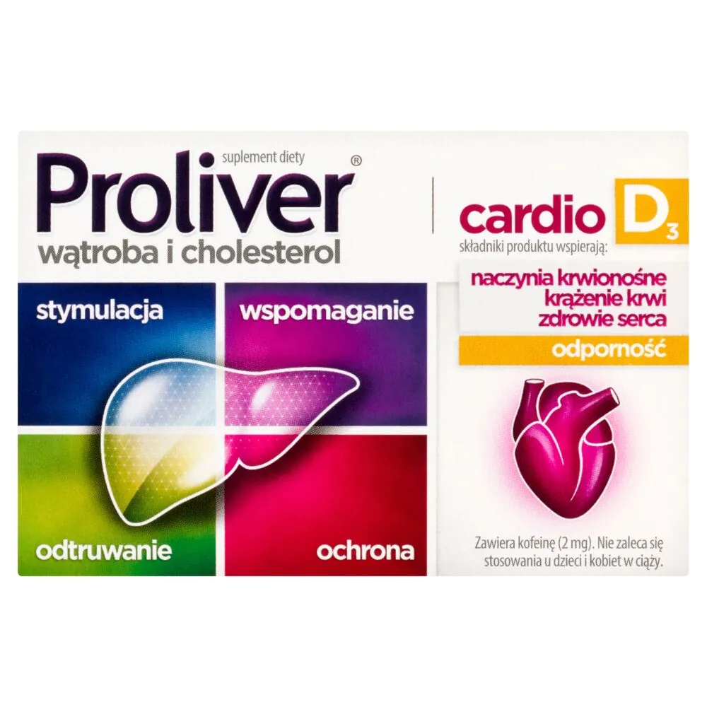 Proliver Cardio D3, Preparat wspomagający pracę wątroby, Tabletki