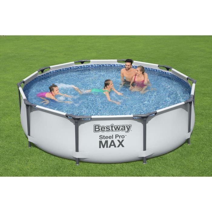 Kit Piscine hors sol tubulaire BESTWAY Steel Pro Max™ - 305 x 76 cm - Ronde (Livrée avec un patch de réparation)