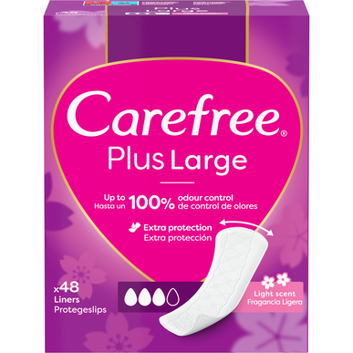Carefree Plus Large -suojalaastarit, hajunvaimennuslaastarit, Maxi, 48 kpl, päivittäiset laastaripakkaukset 48 kpl
