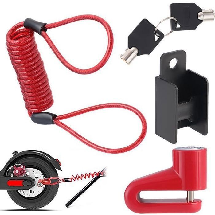 Candado antirrobo para scooter, motocicleta, bicicleta, candado de freno de disco con cable recordatorio para scooter eléctrico Xiaomi M365/Pro