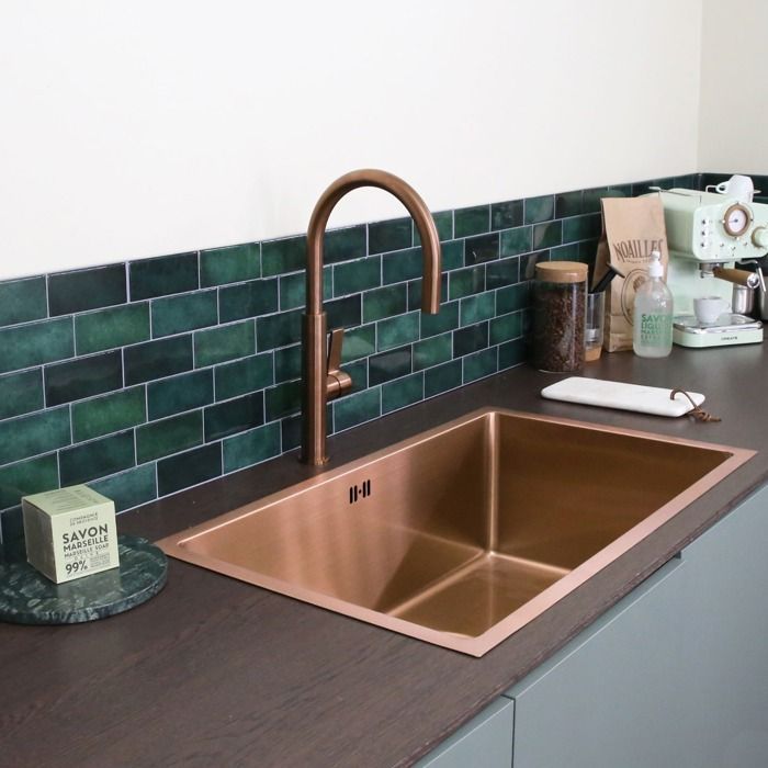 Lavello singolo Luisa in acciaio inox - 76x45 - Rame spazzolato - Essebagno