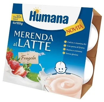 HUMANA Humana Mer leche de fresa 100 g x 4 unidades con vitamina B2