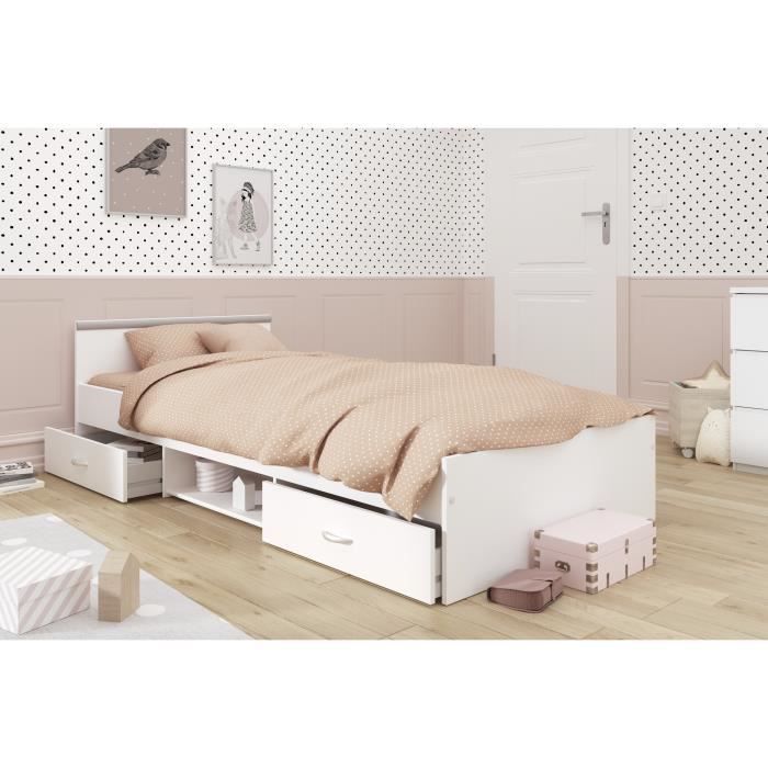 Cama infantil contemporánea PARISOT ZODIAC, blanco mate - 90 x 200 cm