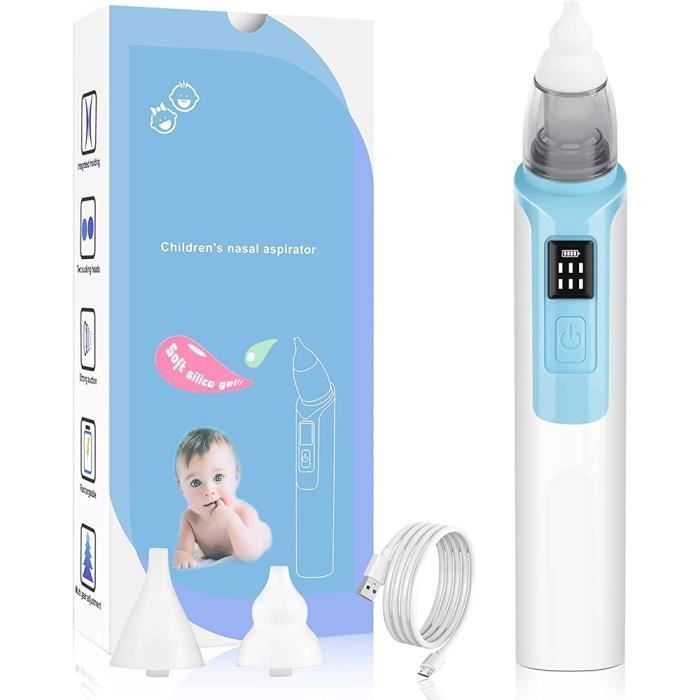 Mouche Bebe Electrique 6 Vitesses Aspirateur Nasale Doux Hygienique Nasal Nez Enfant Nourrissons Silicone Bleu
