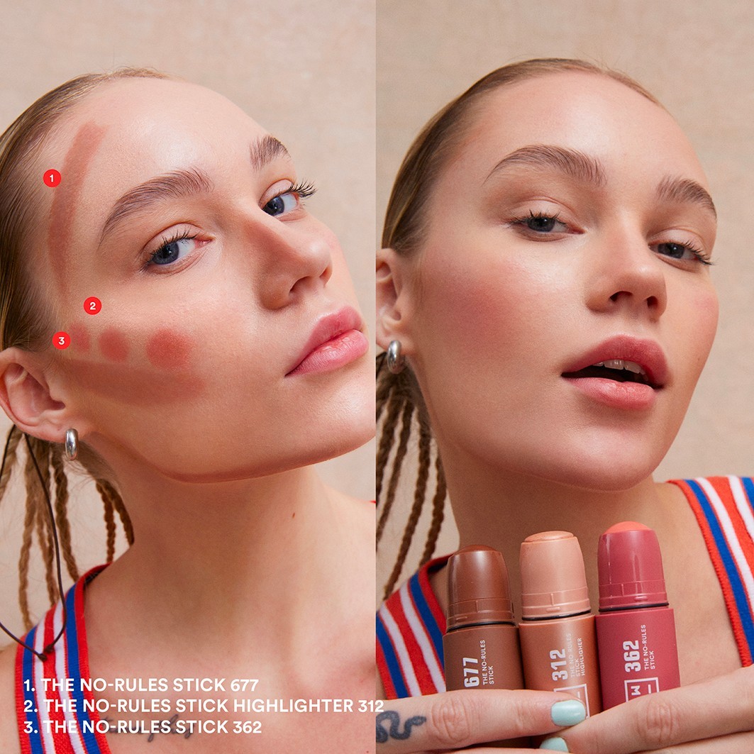 3INA rdečilo za lica The No-Rules Stick – 5 g