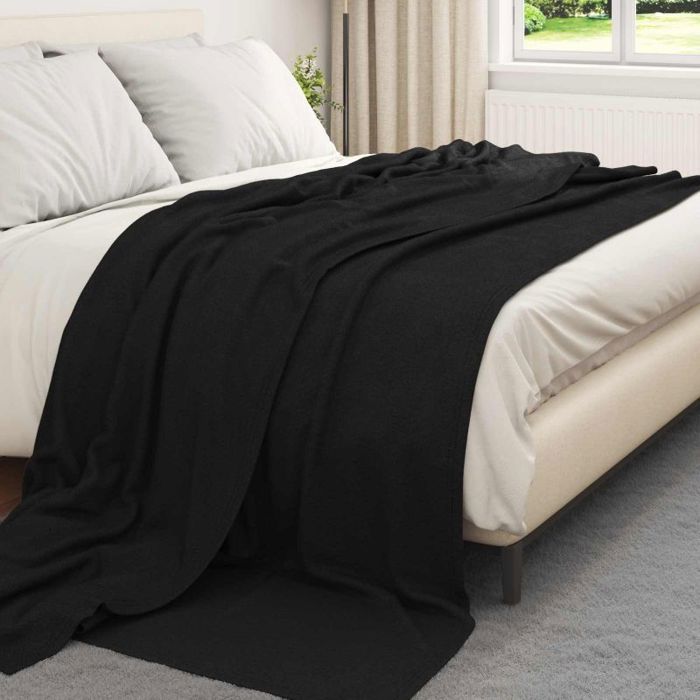 Couverture - VIDAXL - Toison - Noir - 240 x 220 cm - Fleece douillet