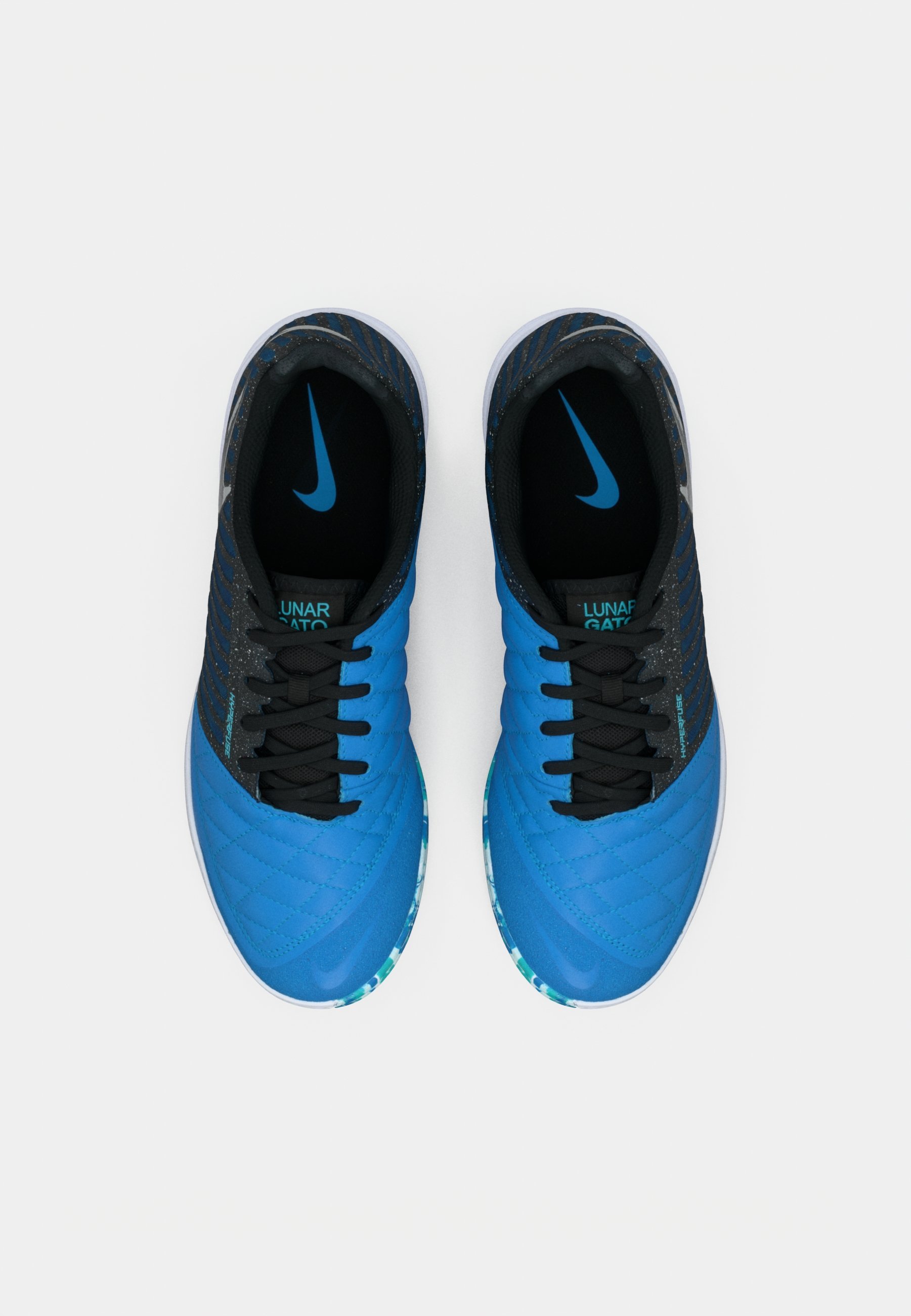 Nike Performance LUNAR GATO - Zaalvoetbalschoenen - metallic zilver/zwart/neptunusblauw