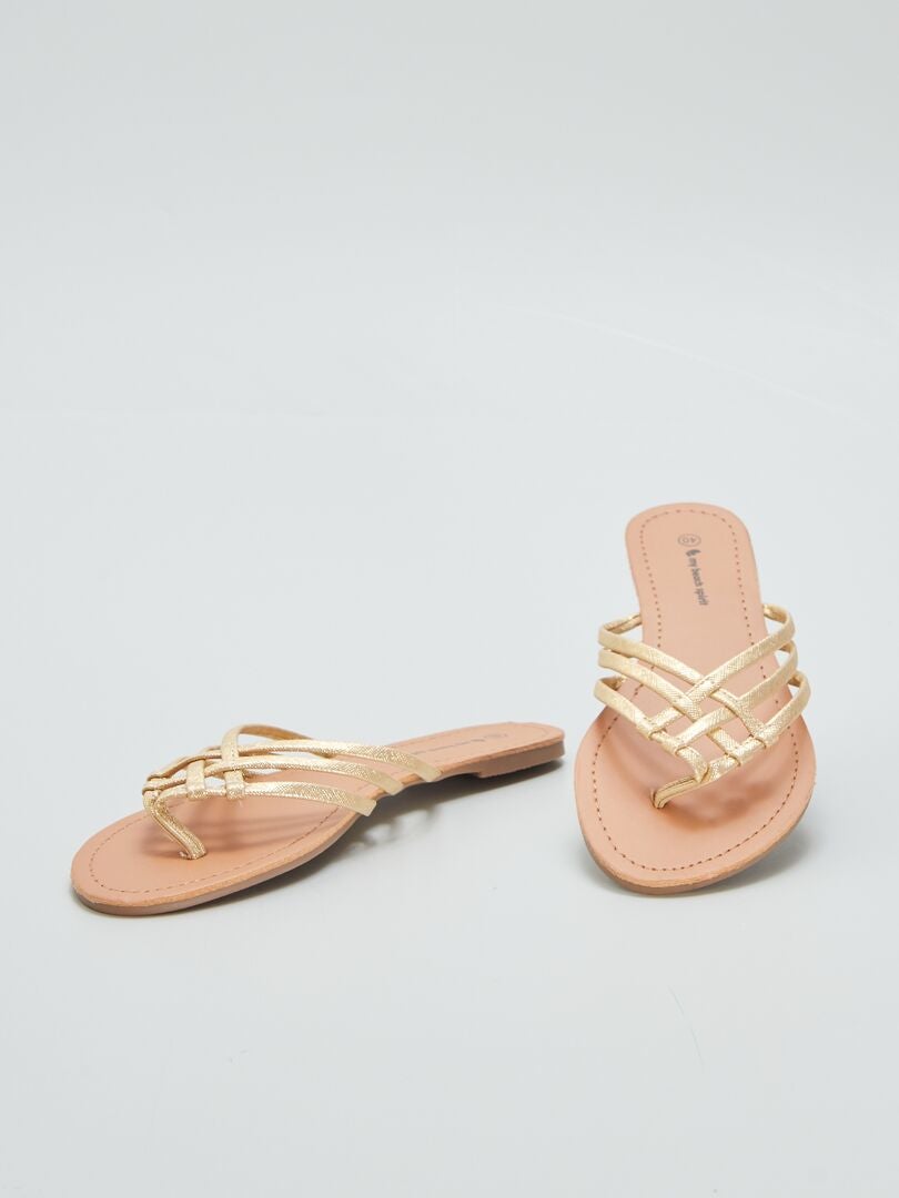 Lage gouden sandalen - BEIGE