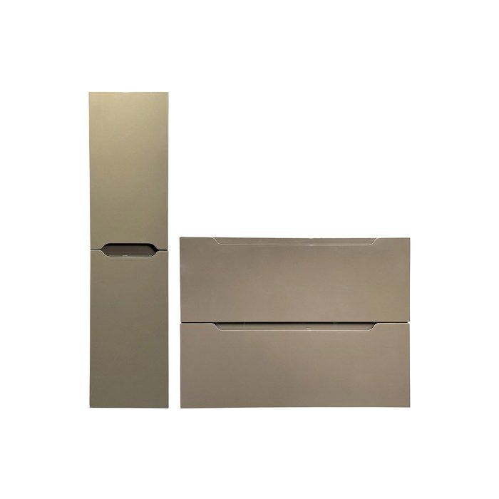 Mobiletto sospeso con lavabo singolo e colonna - Tortora - 80 cm - STEFANIE