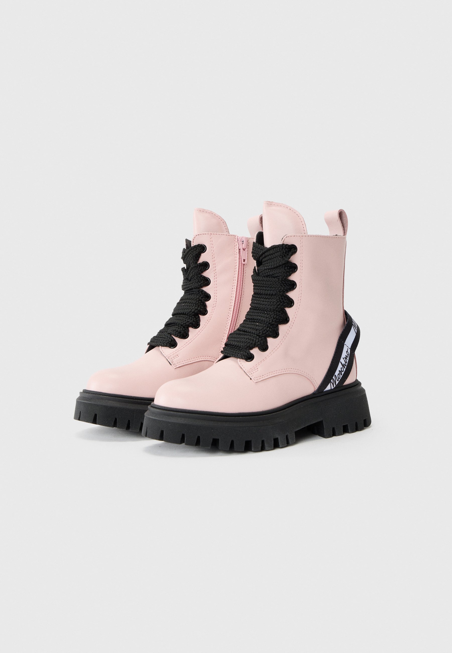 Bottines MOSCHINO UNISEX à lacets - rose/noir/blanc