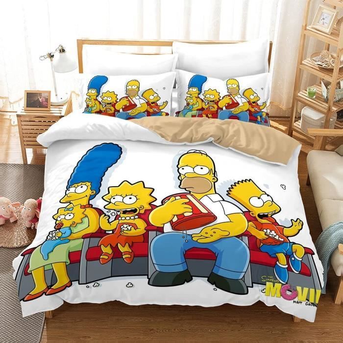 Funda nórdica infantil de Los Simpson - Producto oficial de Los Simpson - Impresión 3D - Microfibra suave y transpirable