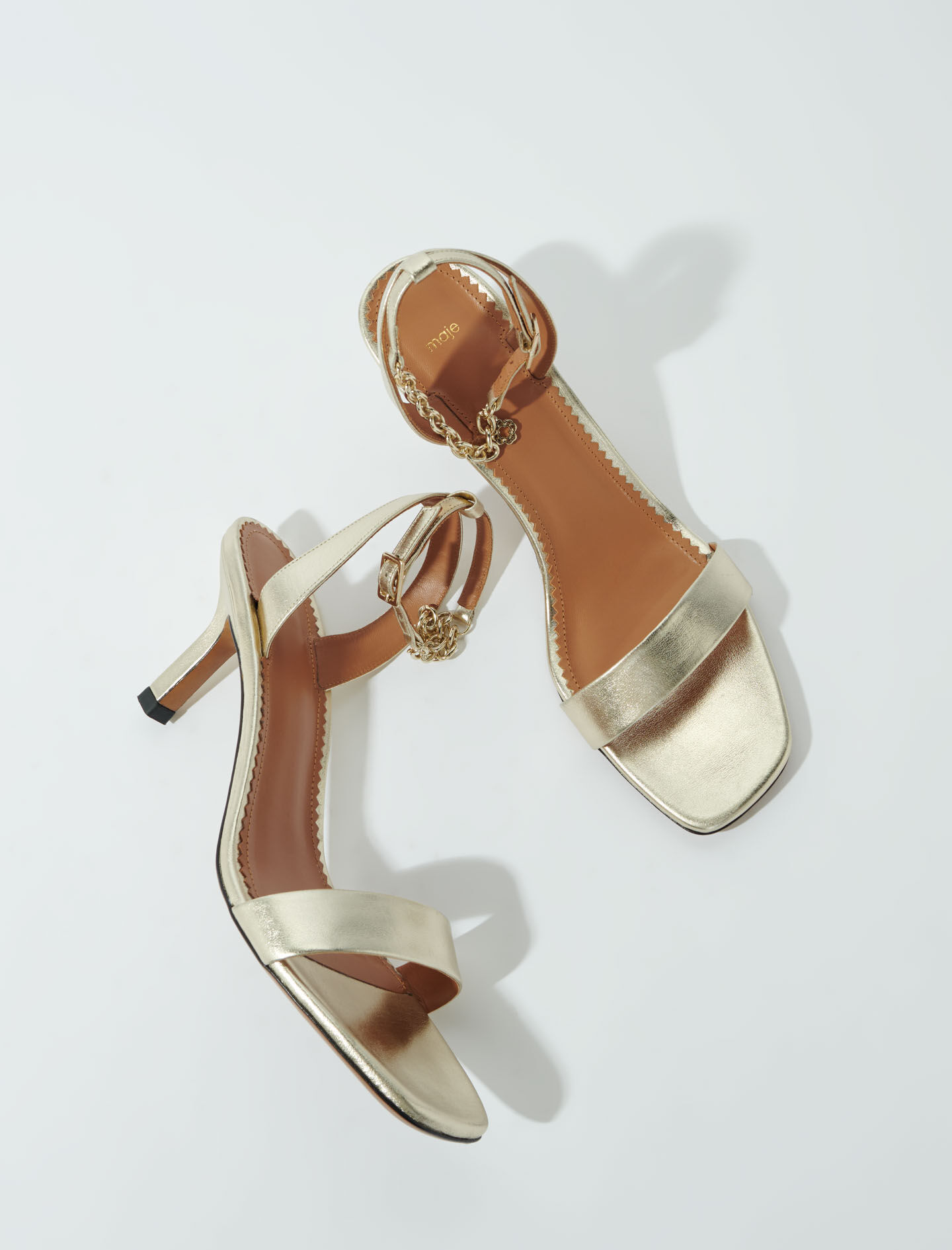 Sandale din piele metalizată aurie - Doré clair