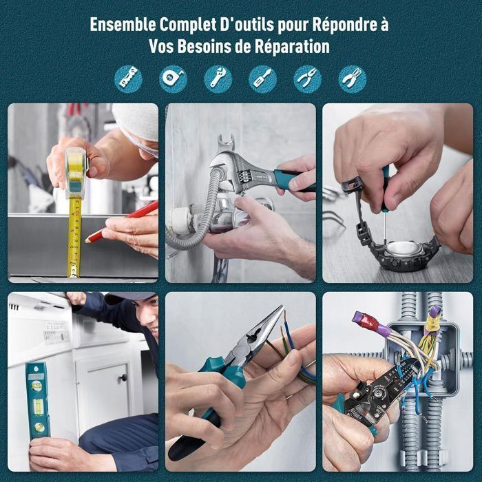 Taladro atornillador inalámbrico de 21 V - POWTOOLS - 2 baterías de 1500 mAh - 118 accesorios - 25+3 modos - 2 velocidades