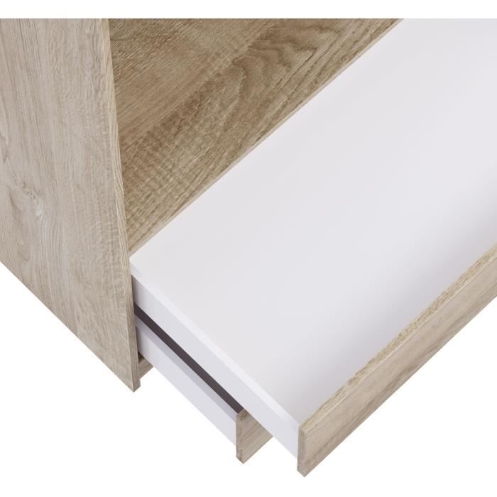 Wardrobe - Oak finish - 2 drawers - 2 shelves - 1 hanging rail - W100 x D57 x H200 cm