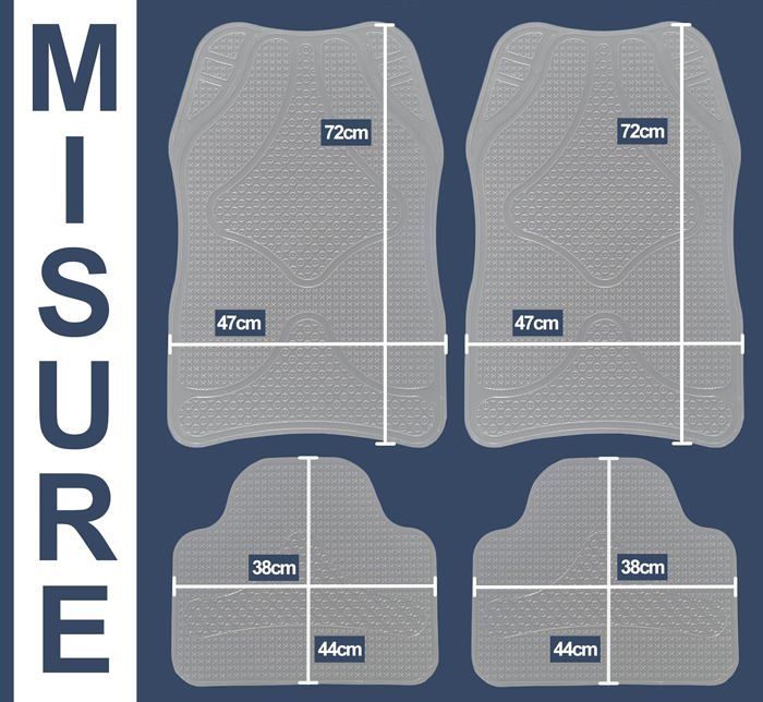 Rebeca Shop - Rubber car mats, black, 2 front and 2 rear, universal, suitable for all seasons