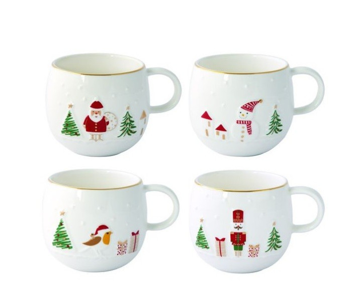Kubek porcelanowy świąteczny w pudełku 4 szt. 400 ml