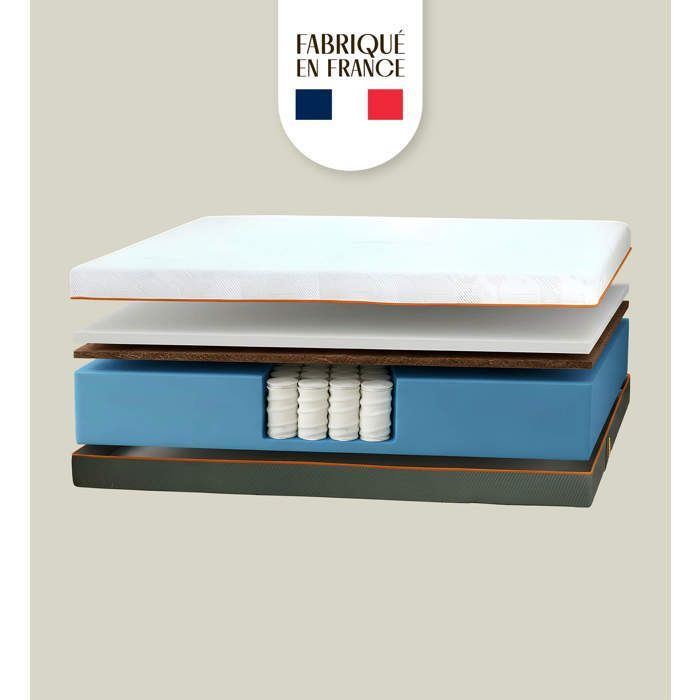Colchón híbrido francés premium - 200x200 - Muelles ensacados - Suave y confortable - Funda extraíble - Colchón Nuances - Sleep French