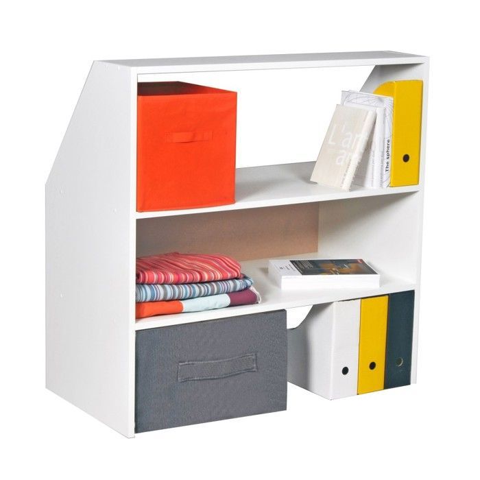 Meuble de rangement sous pente ALIX, H. 100 x L. 100 x P. 50 cm, Blanc