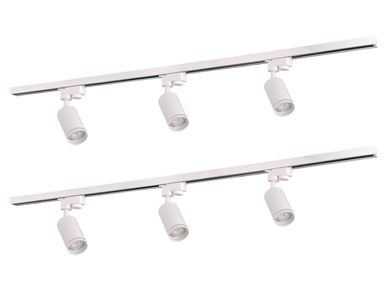 Zestaw 2 lamp szynowych Paris 3-punktowych aluminiowych białych