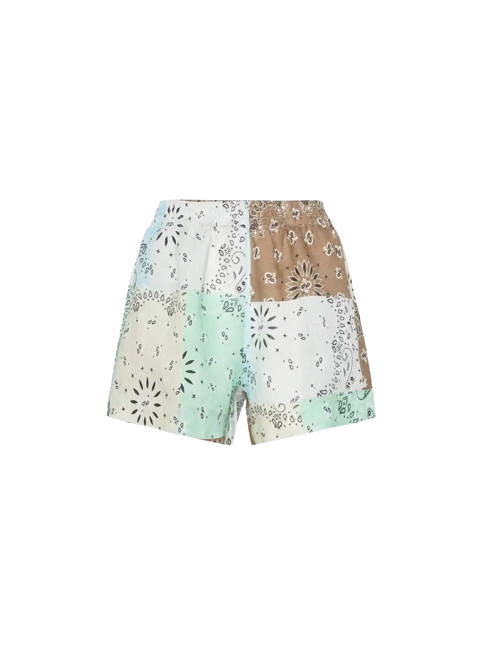 Meave shorts pull up in lino con stampa patch bandana