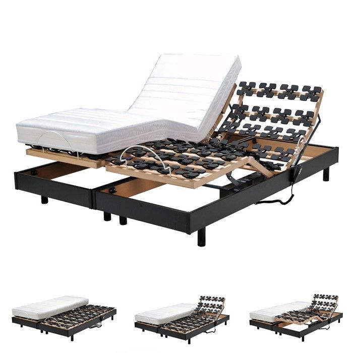 Set van 2 FLEXPALACE elektrisch verstelbare bedbodems 2x80x200 / Zwart