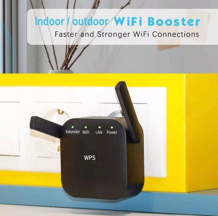 Leistungsstarker 300-Mbit/s-WLAN-Repeater, 2,4-GHz-WLAN-Verstärker mit WPS, 1 LAN-Anschluss, kompatibel mit allen Internet-Routern, Weiß