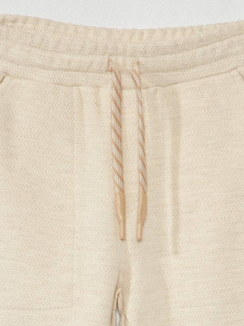 Joggingbroek van katoenpiqué - Slim Fit - BEIGE