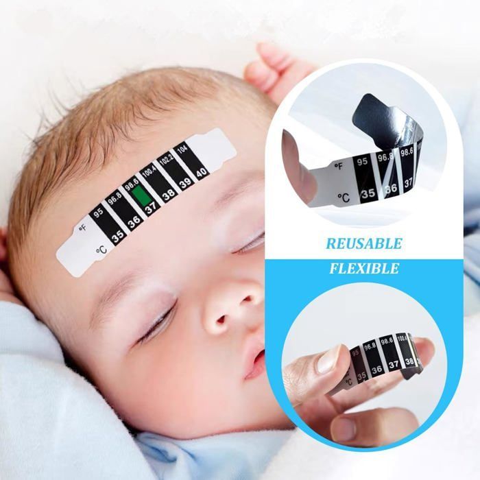 11 tiras termométricas para la frente, tiras termométricas para la frente para bebés y niños para controlar la temperatura del bebé.