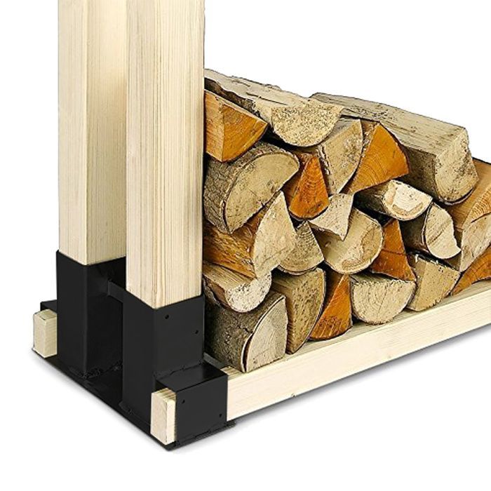 Wiltec Lot de 2x Support serre-bûches – 335 x 85 x 130 mm – Revêtement par poudre – Patins range-bûches pour Stockage Empilage de Bo