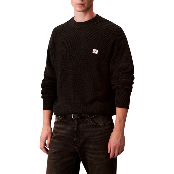 Pull Noir Homme Calvin Klein Jeans Waffle