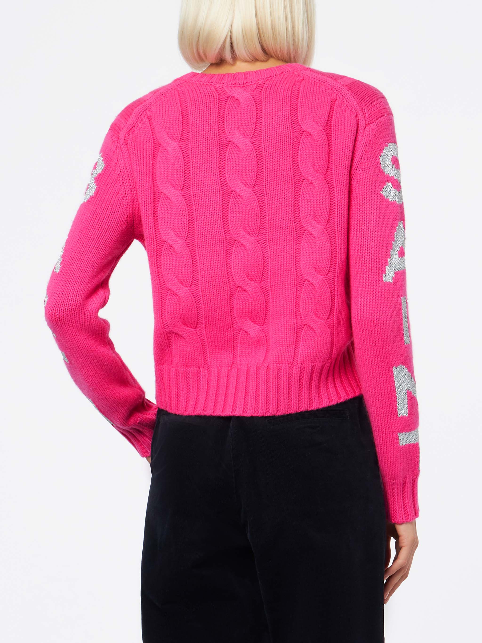 Damenpullover mit Rundhalsausschnitt und Saint Barth Lurex-Print