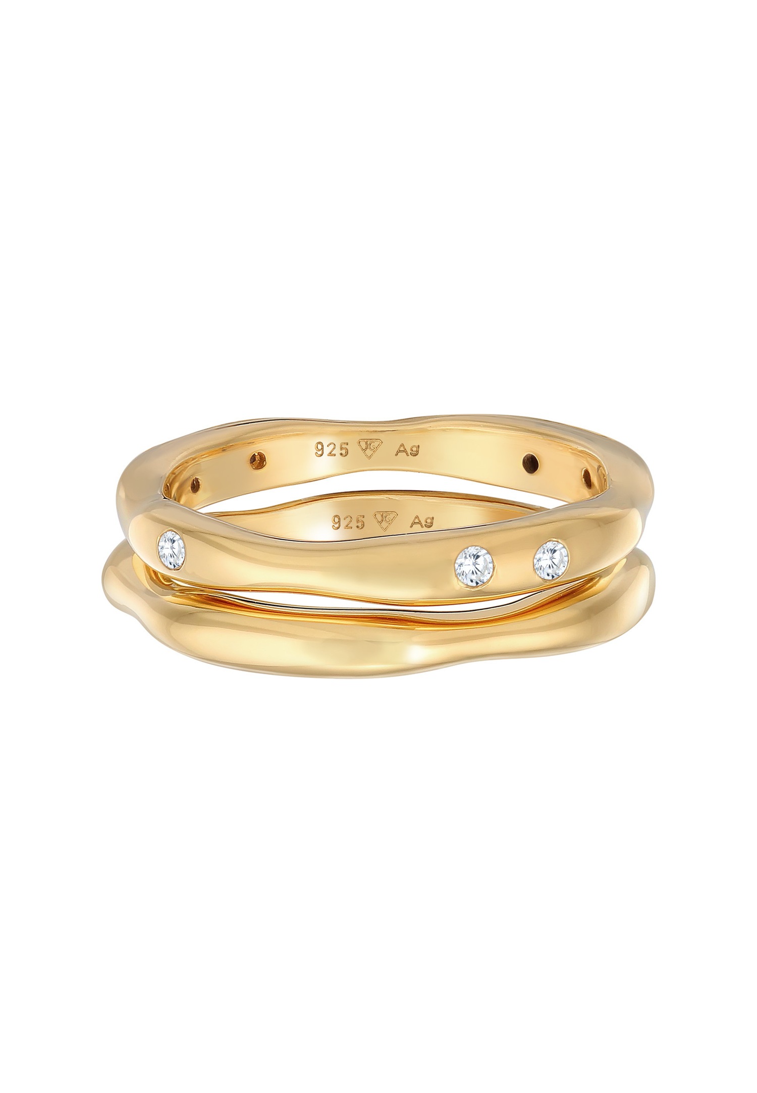 Elli Femmes Bande Set de 2 Basique avec Cristaux de Zirconium en argent sterling 925