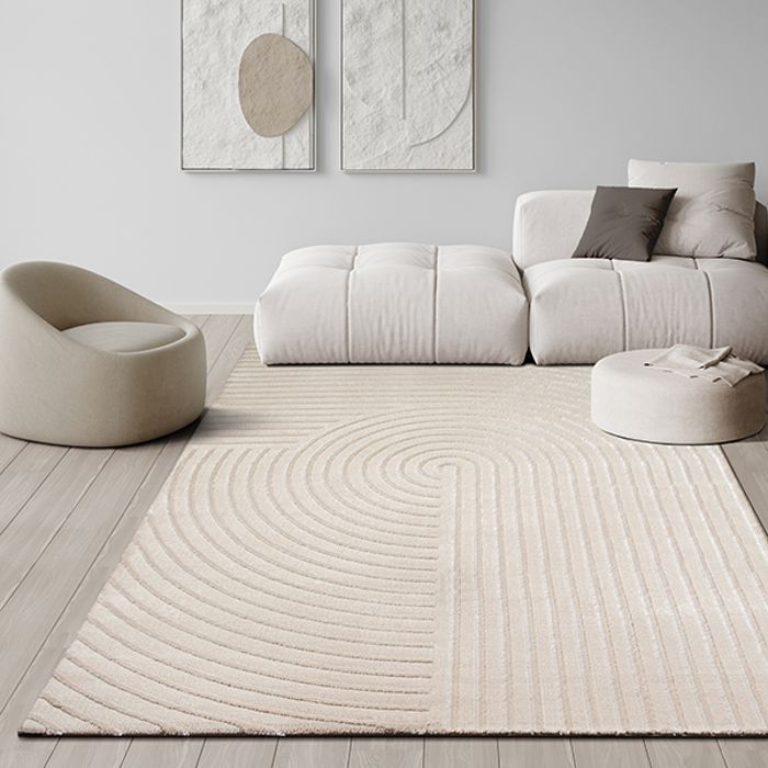 Tapis Salon - The Carpet - Knight - Velours Doux - Effet 3D - Détails Brillants - Beige - 140x200 cm