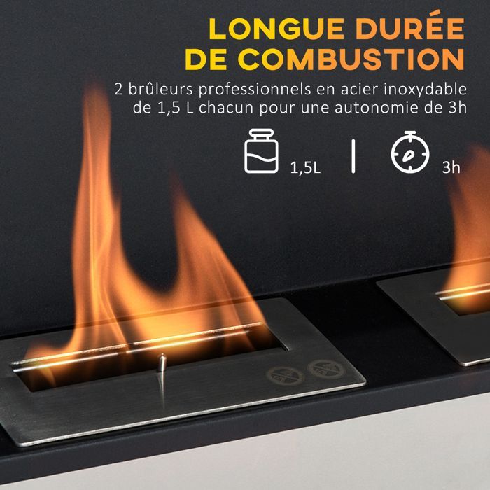 HOMCOM - cheminée - Métal - 110x14,5x54cm - Gris