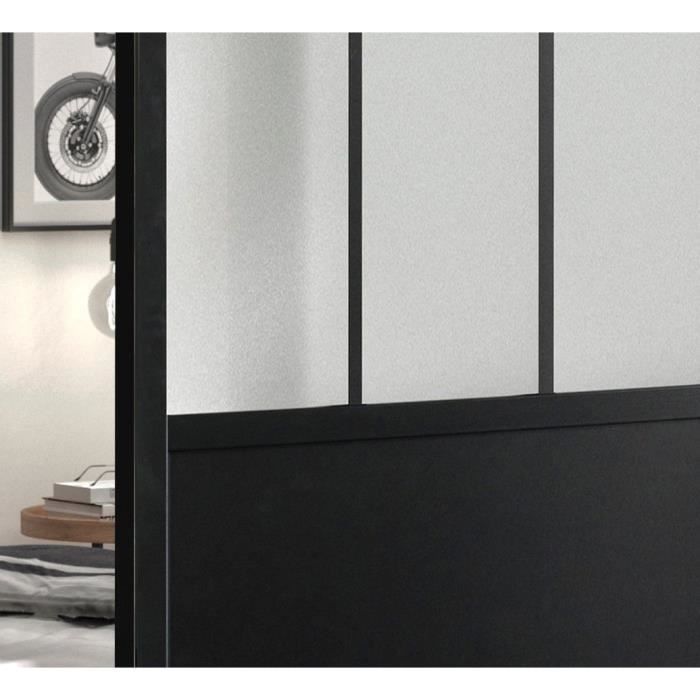OPTIMUM - Kit para porta de correr + trilho + painel frontal - A 204 x L 93 x P 4 cm - Vidro preto fosco