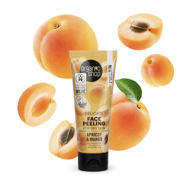 Nežen piling za obraz z marelico in mangom Organic Shop 90 g