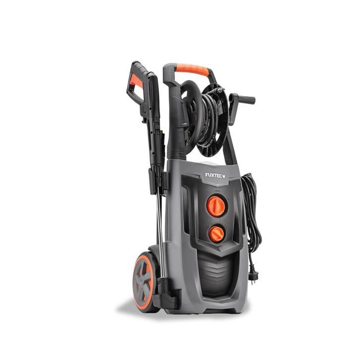 Hidrolimpiadora de alta presión FUXTEC FX-HDRP2500, 2500 W, 195 bar, 7,8 l/min, 468 l/h, carrete de manguera, depósito de limpieza