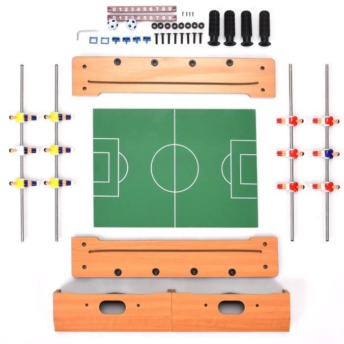 DREAMADE Table de Babyfoot en Bois Table de Jeu de Football avec 2 Figurines et 2 Ballons, Accessoires Riches