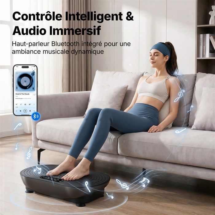 MERACH PRO Vibrationsplade med fjernbetjening - 99 niveauer - Indbyggede højttalere/Bluetooth - Manuel/automatisk tilstand - Sort