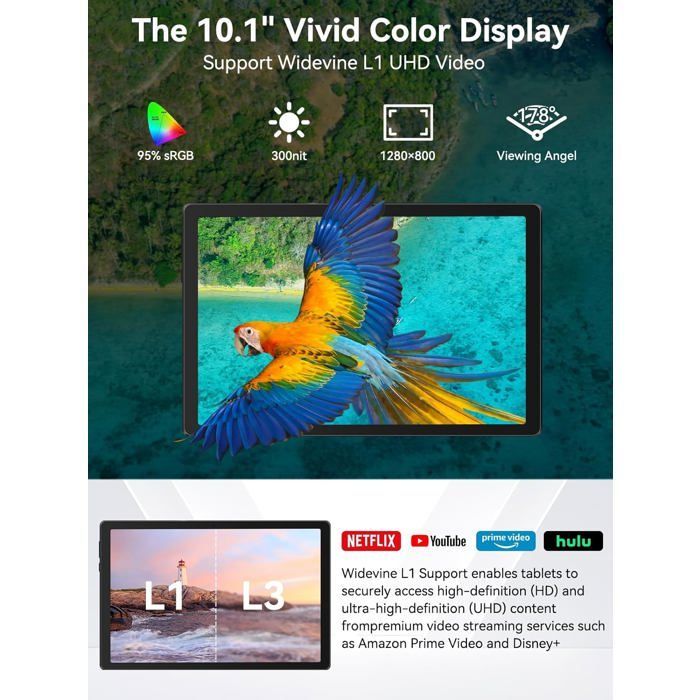 Tablette tactile - KOTSREN - 10,1'' - 14 Go RAM - 64 Go ROM - Wi‑Fi 6