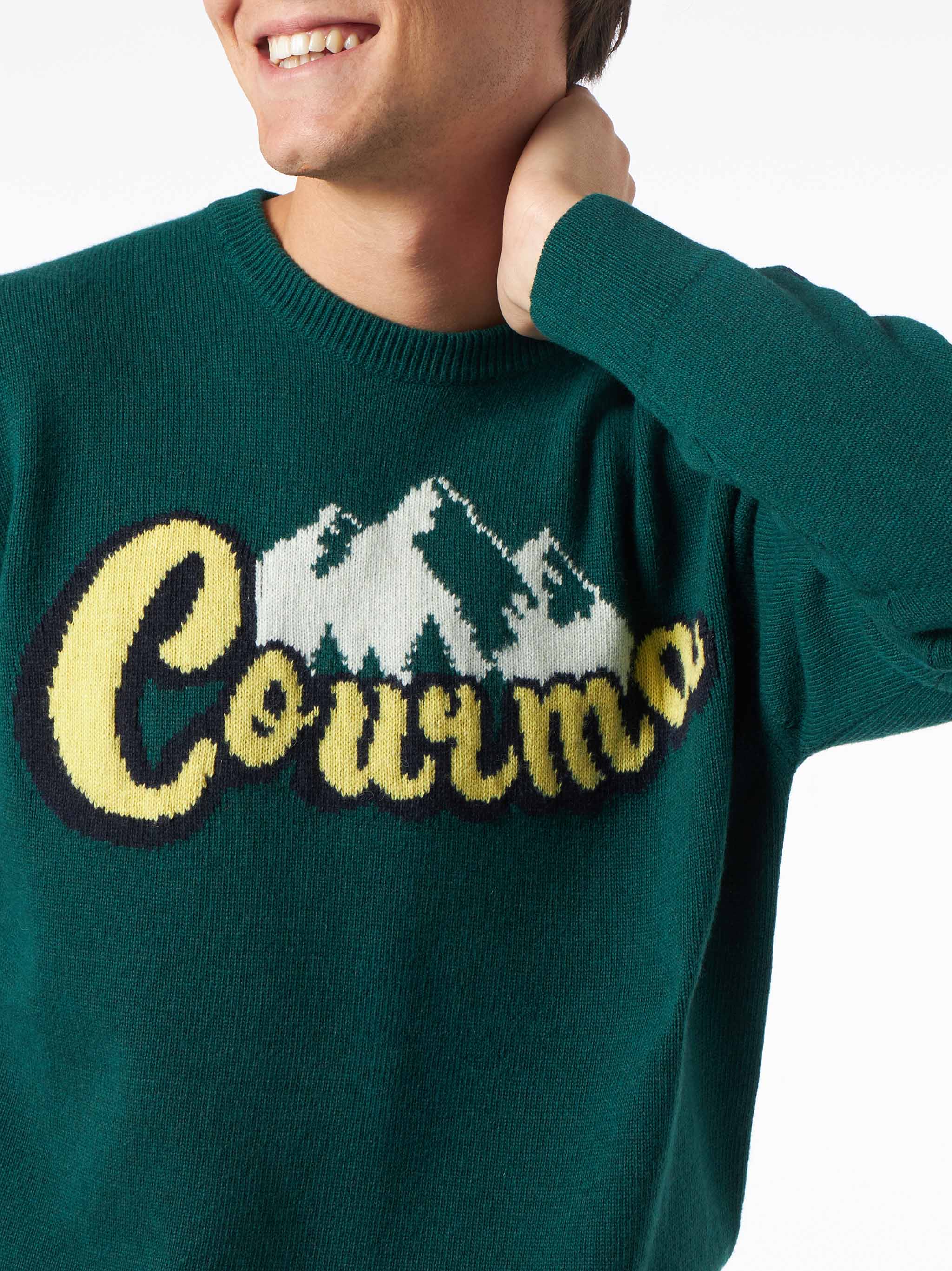 Herrenpullover mit Rundhalsausschnitt und Jacquard-Print der Courma-Berge